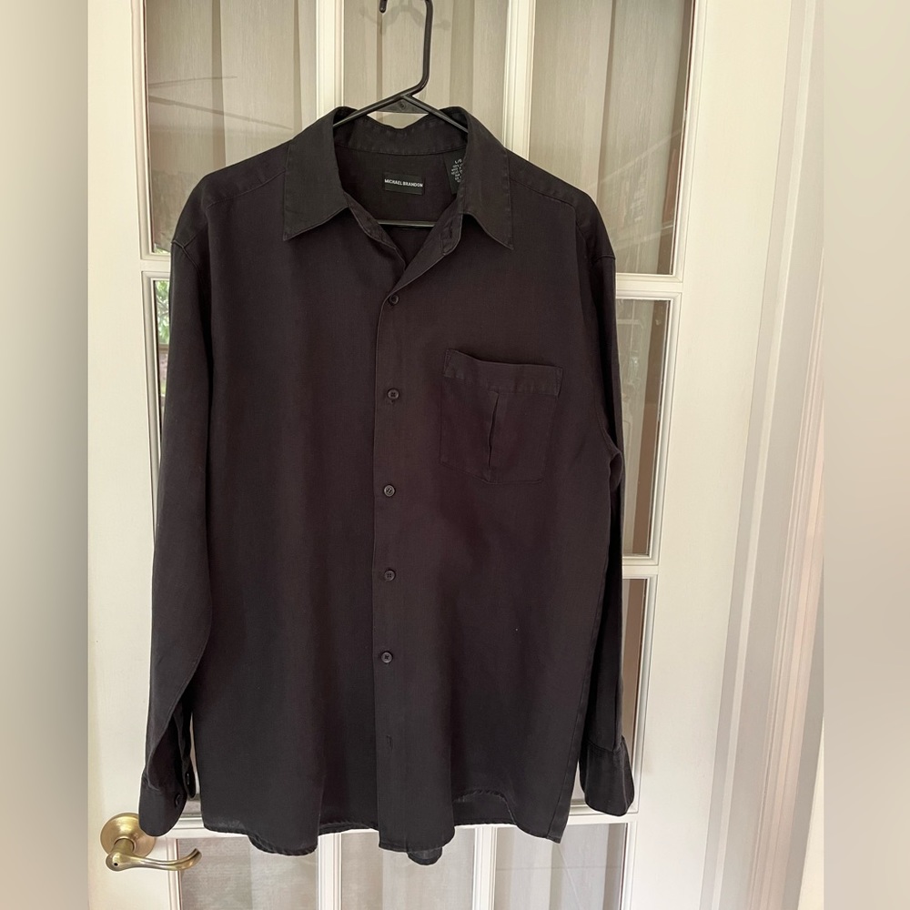 Michael Brandon 100% Linen Men’s Long Sleeve Shirt - Large